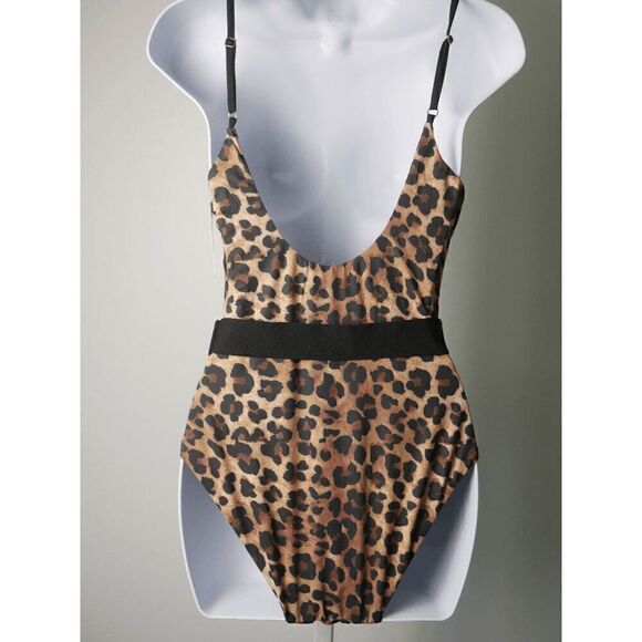 ENVYA Leopard Print Belted Retro One-piece Swimwear S - Picture 5 of 6